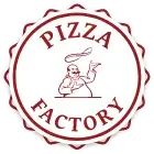 Pizza Factory logo featuring a chef tossing pizza dough, representing the family-owned pizzeria in Kelowna known for quality ingredients and customer satisfaction.